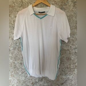 Pal Zileri White Polo with Light Blue Trim